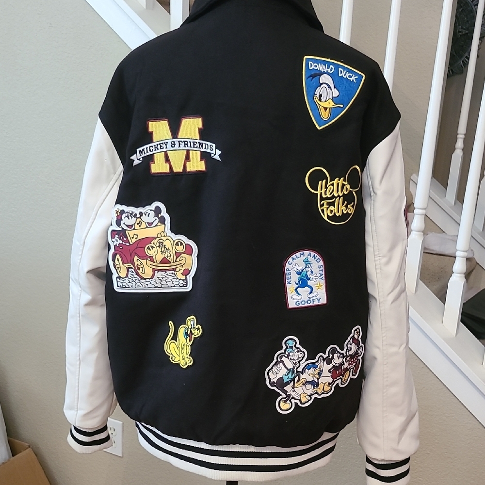 Disney Jacket with Mickey Mouse Patch - Black and White Mens Lg/Womens Xl - Picture 4 of 15